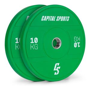 Capital Sports Nipton 2021, kotúč na činku, bumper kotúč, 2 × 10 kg, O 50,4 mm, tvrdá guma