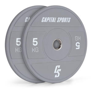 Capital Sports Nipton 2021, kotúč na činku, bumper kotúč, 2 × 5 kg, O 50,4 mm, tvrdá guma