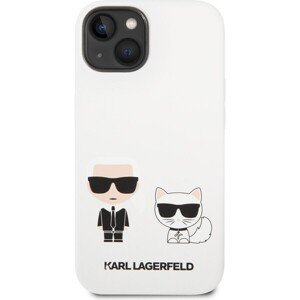 Karl Lagerfeld and Choupette Liquid Silicone Zadný Kryt pre iPhone 14 White