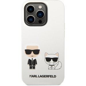 Karl Lagerfeld and Choupette Liquid Silicone kryt iPhone 14 Pro biely