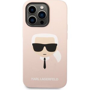 Karl Lagerfeld Liquid Silicone Karl Head kryt iPhone 14 Pro Max ružový