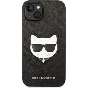 Karl Lagerfeld PU Saffiano Choupette Head Zadný Kryt pre iPhone 14 Max Black
