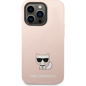 Karl Lagerfeld Liquid Silicone Chúpette kryt iPhone 14 Pro ružový