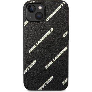 Karl Lagerfeld PU Grained Leather Logomania Zadný Kryt pre iPhone 14 Black