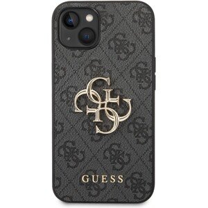 Guess PU 4G Metal Logo Zadný Kryt pre iPhone 14 Max Grey