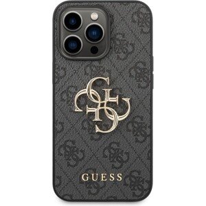 Guess PU 4G Metal Logo kryt iPhone 14 Pro sivý