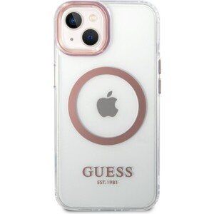 Guess Transparent MagSafe Kompatibilný Zadný Kryt pre iPhone 14 Pink