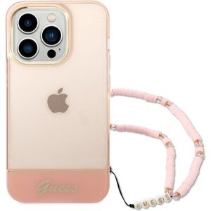 Guess PC/TPU Camera Outline Translucent kryt s pútkom iPhone 14 Pro Max ružový