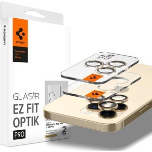 Spigen Glass EZ Fit Optik Pro 2 Pack tvrdené sklo na fotoaparát iPhone 14 Pro/iPhone 14 Pro Max zlat