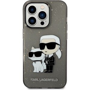 Karl Lagerfeld IML Glitter Karl a Choupette NFT kryt iPhone 14 Pro Max čierny