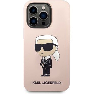 Karl Lagerfeld Liquid Silicone Ikonik NFT kryt iPhone 14 Pro ružový