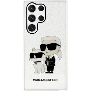 Karl Lagerfeld IML Glitter Karl and Choupette NFT Zadný Kryt pre Samsung Galaxy S23 Ultra Transparen