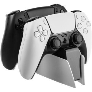 Dobíjacia stanica FIXED pre dva bezdrôtové ovládače DualSense PlayStation 5, čierno-biela