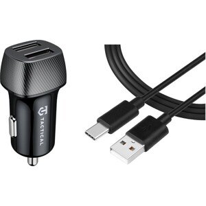 Tactical Field Plug Dual 12W + Tactical Smooth Thread Cable USB-A/USB-C 12mm 1m Black