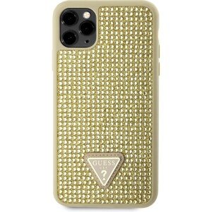Guess Rhinestones Triangle Metal Logo Kryt pre iPhone 11 Pro Max Gold