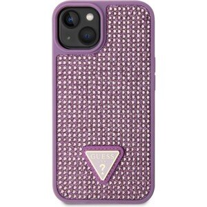 Guess Rhinestones Triangle Metal Logo Kryt pre iPhone 14 Purple