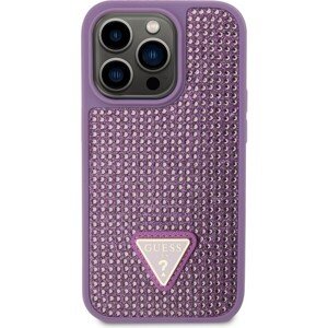 Guess Rhinestones Triangle Metal Logo Kryt pre iPhone 14 Pro Purple