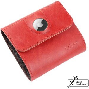Kožená peňaženka FIXED Classic Wallet for AirTag z pravej hovädzej kože, červená