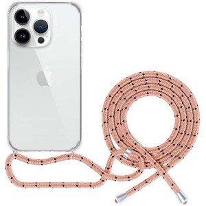 Spello Crossbody kryt so šnúrkou pre iPhone 15 Pro transparentná / ružová šnúrka