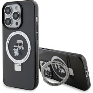 Karl Lagerfeld Ringstand Karl and Choupette MagSafe Zadný Kryt pre iPhone 15 Pro Black