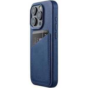 Mujjo Full Leather Wallet púzdro iPhone 15 Pro modrý