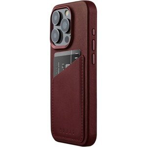 Mujjo Full Leather Wallet púzdro iPhone 15 Pro vínový