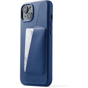 Mujjo Full Leather Wallet púzdro iPhone 15 Plus modrý