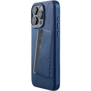 Mujjo Full Leather Wallet púzdro iPhone 15 Pro Max modrý