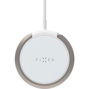 Bezdrôtová nabíjačka FIXED MagPad s podporou uchytenia MagSafe a stojanom, 15W, biela
