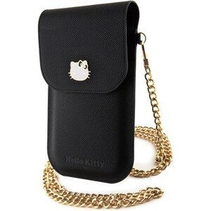 Hello Kitty PU Metal Logo Leather Wallet Phone Bag Black