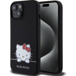 Hello Kitty Liquid Silicone Daydreaming Logo Zadný Kryt pre iPhone 15 Black