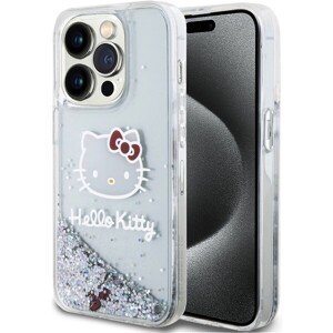 Hello Kitty Liquid Glitter Electroplating Head Logo Zadný Kryt pre iPhone 15 Pro Transparent