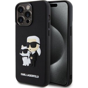 Karl Lagerfeld 3D Rubber Karl and Choupette Zadný Kryt pre iPhone 15 Pro Max Black
