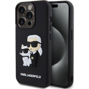 Karl Lagerfeld 3D Rubber Karl and Choupette Zadný Kryt pre iPhone 13 Pro Black