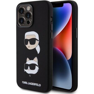 Karl Lagerfeld Liquid Silicone Karl and Choupette Heads Zadný Kryt pre iPhone 15 Pro Max Black