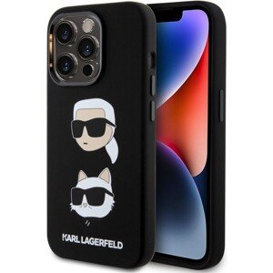 Karl Lagerfeld Liquid Silicone Karl and Choupette Heads Zadný Kryt pre iPhone 15 Pro Black
