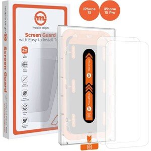 Mobile Origin Orange Screen Guard 2 Pack 2,5D ochranné sklo s aplikátorom iPhone 15 Pro/15