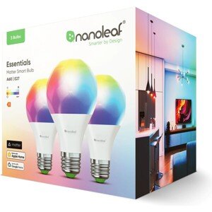 Nanoleaf Essentials Smart A60 múdra žiarovka E27, Matter, 3 kusy