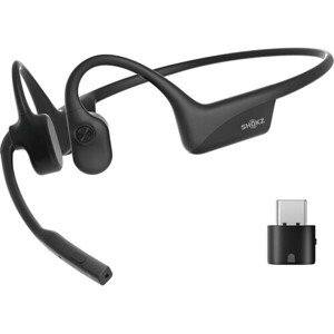 Shokz OpenComm 2 UC s adaptérom typu USB-C, Bluetooth slúchadlá pred uši s mikrofónom, čierna