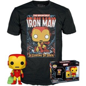 Funko POP! & Tee: Marvel- Holiday Iron Man (GITD) XL