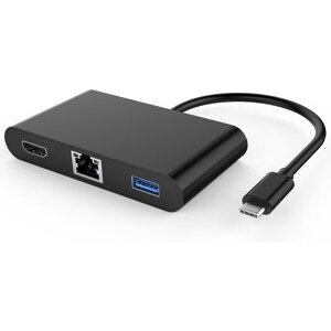 PremiumCord Prevodník USB-C 3.1 na HDMI + Audio + USB 3.0 + RJ45 + PD charge