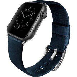 UNIQ Mondain kožený remienok Apple Watch 45/44/42mm tmavo modrý