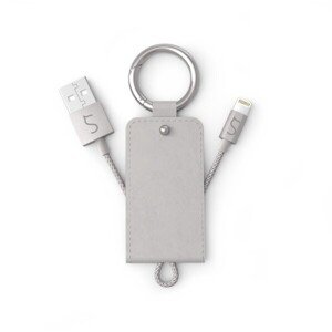 iWant PU Leather kľúčenka USB-A to Lightning strieborná