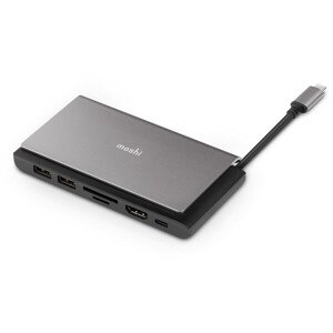 Moshi Symbus Mini 7-in-1 portable USB-C húb (70 W, 4K 60 Hz) sivý
