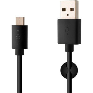 FIXED dátový a nabíjací kábel USB-C, USB 2.0, 2 metre, 3A, čierny