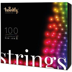 Twinkly Strings Multi-Color inteligentné žiarovky na stromček 100 ks 8m čierny kábel