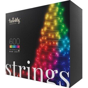 Twinkly Strings Multi-Color inteligentné žiarovky na stromček 600 ks 48m čierny kábel