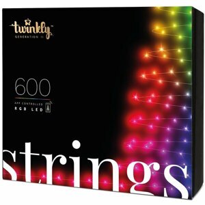 Twinkly Strings Multi-Color múdre žiarovky na stromček 600 ks 48m čierny kábel