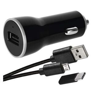 Emos USB adaptér do auta 2.1A + micro UBS kábel + redukcia USB-C V0219 - Univerzálny USB adaptér do auta