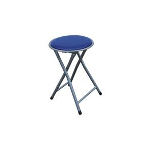 IRMA MO 11018513 - skladacia taburetka/stolička kovová strieborná, ekokoža modrá